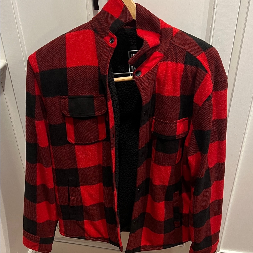 Urban Pipeline Red and Black Plaid Shirt Jacket